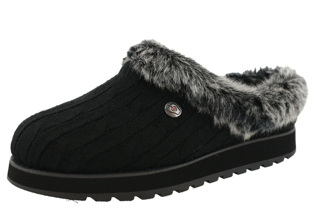 Skechers Women Medium Width Furry Cozy Open Back Slippers Ice Angel 18 Skechers Women Medium Width Furry Cozy Open Back Slippers Ice Angel