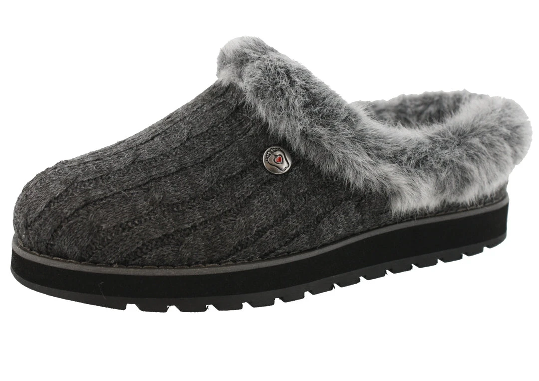 Skechers Women Medium Width Furry Cozy Open Back Slippers Ice Angel 8 Skechers Women Medium Width Furry Cozy Open Back Slippers Ice Angel