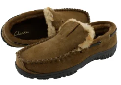 Clarks Of England Clarks Men Warm Cozy Easy On Slip On Moccasin Slippers Warren
